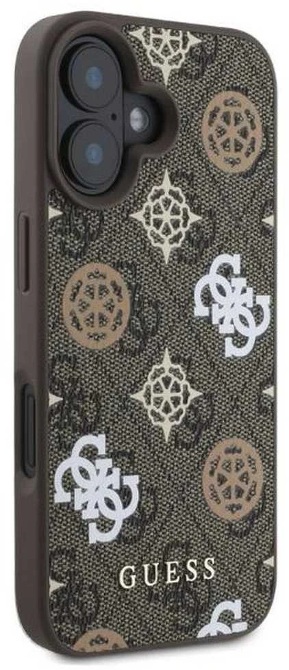 Guess PU 4G Peony MagSafe Apple iPhone 16 dėklas telefonui rudos spalvos
