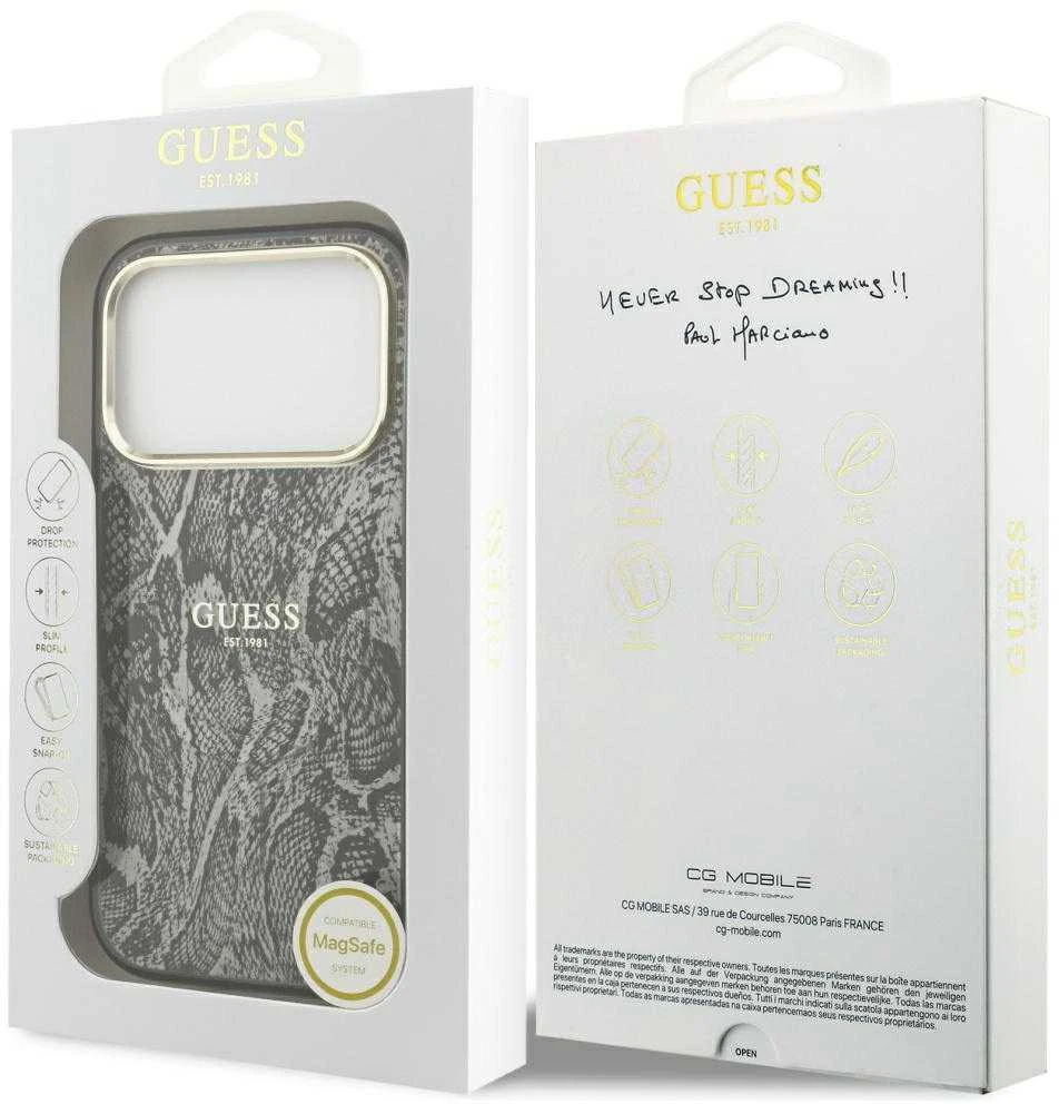 Guess Python Pattern MagSafe dėklas Apple iPhone 17 Pro juodos spalvos