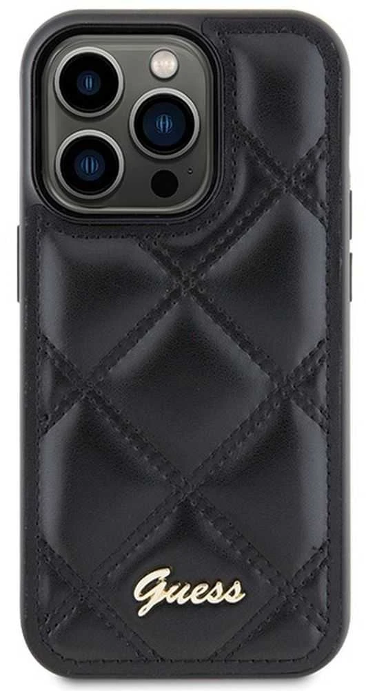Guess GUHCP15XPSQSQSK Apple iPhone 15 Pro Max6.7" juodos spalvos harddėklas Quilted Metal Logo