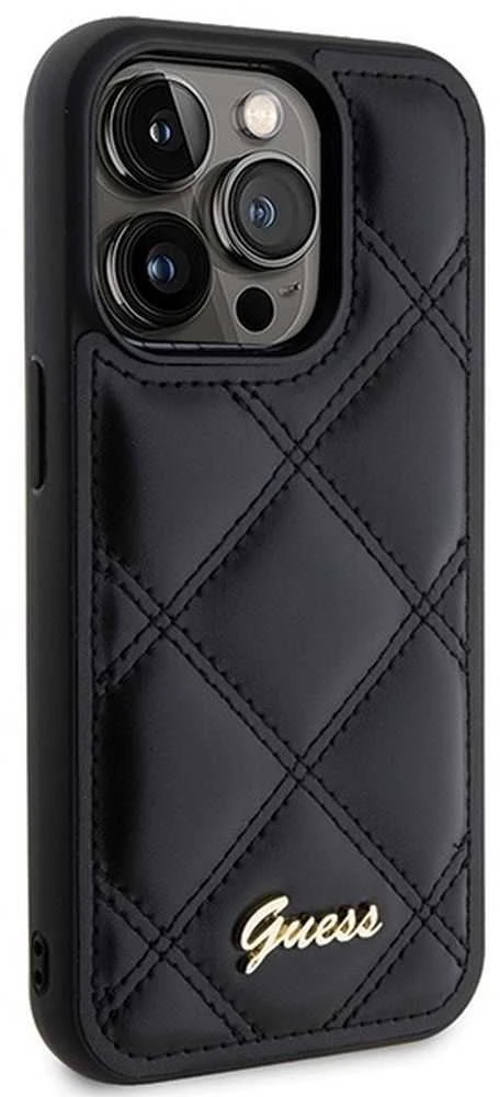 Guess GUHCP15XPSQSQSK Apple iPhone 15 Pro Max6.7" juodos spalvos harddėklas Quilted Metal Logo