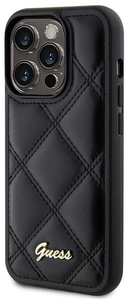 Guess GUHCP15XPSQSQSK Apple iPhone 15 Pro Max6.7" juodos spalvos harddėklas Quilted Metal Logo