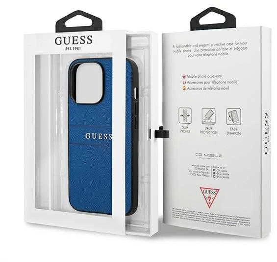 Dėklas Guess PU Leather Saffiano Case, skirtas iPhone 13 Pro Max, mėlynas