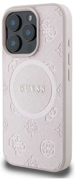 Guess Saffiano Peony Classic Logo MagSafe - dėklas skirtas Apple iPhone 16 Pro Max pink