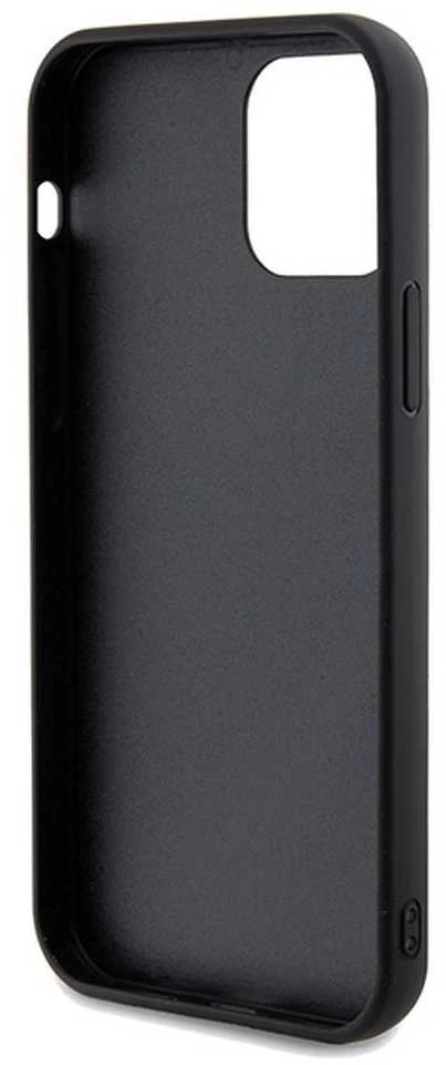Guess GUHCP12MPSFDGSK Apple iPhone 12/12 Pro 6.1″ juodos spalvos kietas dėklas Sequin Script Metal