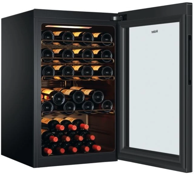 Haier Wine Bank 50 Serie 3 HWS49GAE Kompresorinis vyno aušintuvas Laisvai pastatomas Juodas 49 buteliai