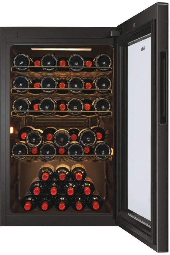 Haier Wine Bank 50 Serie 3 HWS49GAE Kompresorinis vyno aušintuvas Laisvai pastatomas Juodas 49 buteliai