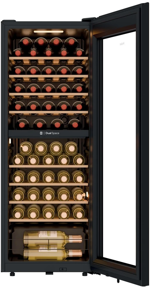 Haier Wine Bank 50 Serie 5 HWS56GDG Kompresorinis vyno šaldytuvas Laisvai pastatomas Juodas 31 butelis(-ių)