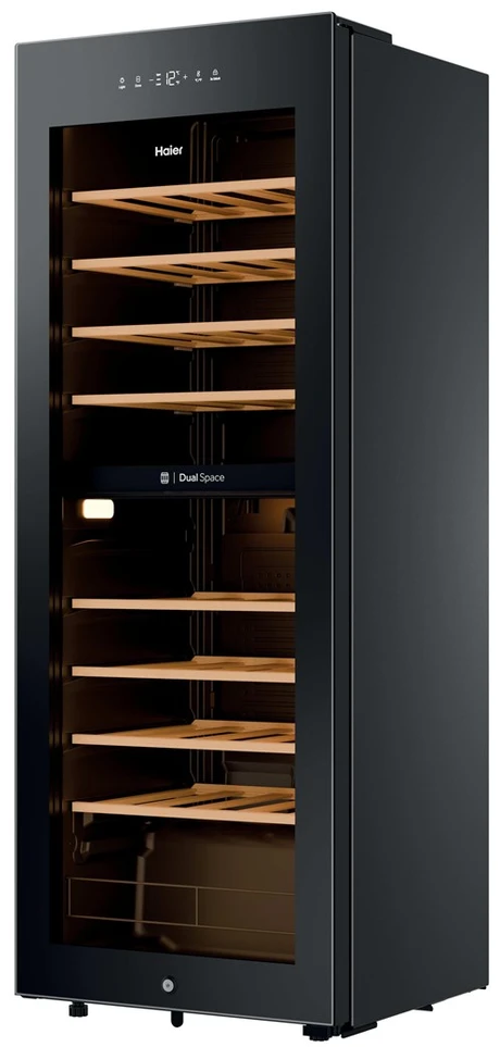 Haier Wine Bank 50 Serie 5 HWS56GDG Kompresorinis vyno šaldytuvas Laisvai pastatomas Juodas 31 butelis(-ių)