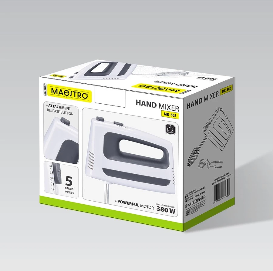 Plakiklis Hand mixer MAESTRO MR-502 500W Baltas, Juodas