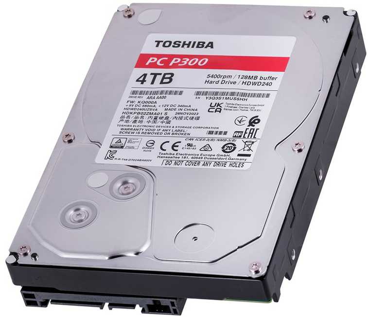 HDD plienas "Toshiba P300" (3,5 colio 4 TB, 5400 RPM, 128 MB, NCQ, AF, SATAIII), mašina