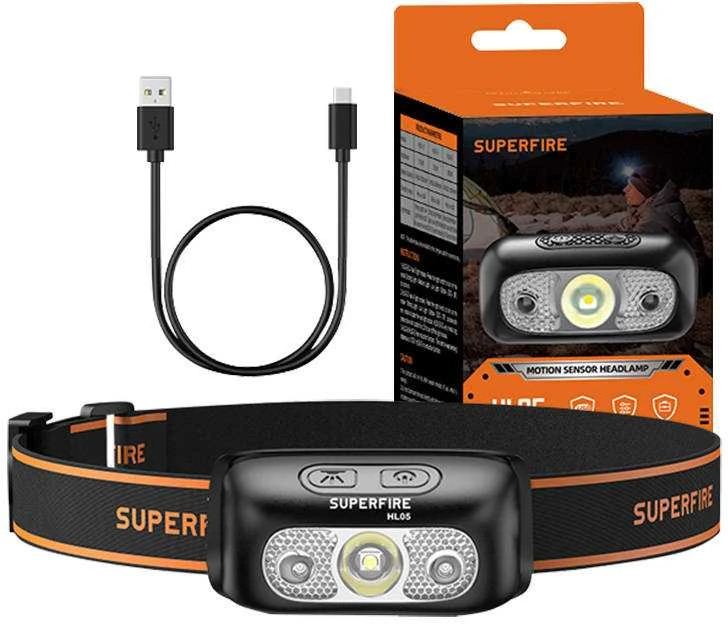 Priekinis žibintas Superfire HL05-E, 120lm, USB