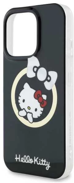 Hello Kitty HKHMP16LHFLBK Apple iPhone 16 Pro 6,3″ juodos spalvos kietas dėklas IML Fun bow Magsafe