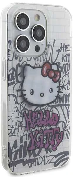 Hello Kitty HKHCP14LHDGPHT Apple iPhone 14 Pro 6.1″ baltos spalvos kietas dėklas IML Kitty On Bricks Graffiti