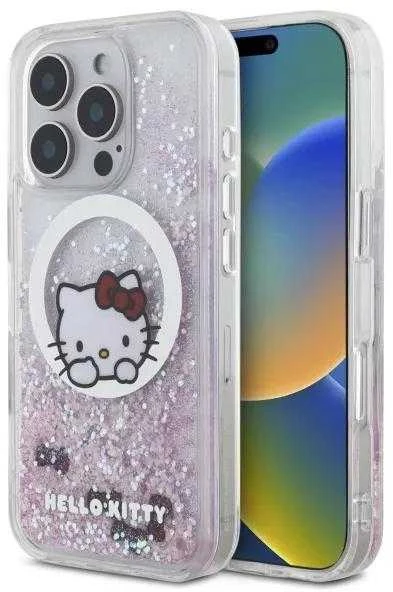 Hello Kitty HKHMP16XLSWKH Apple iPhone 16 Pro Max 6.9″ baltos spalvos kietas dėklas Liquid Glitter Sweet Kitty Bo