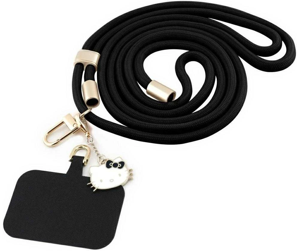 Hello Kitty Patch & Kitty Head Charm Universal virvelė telefonui juodos spalvos