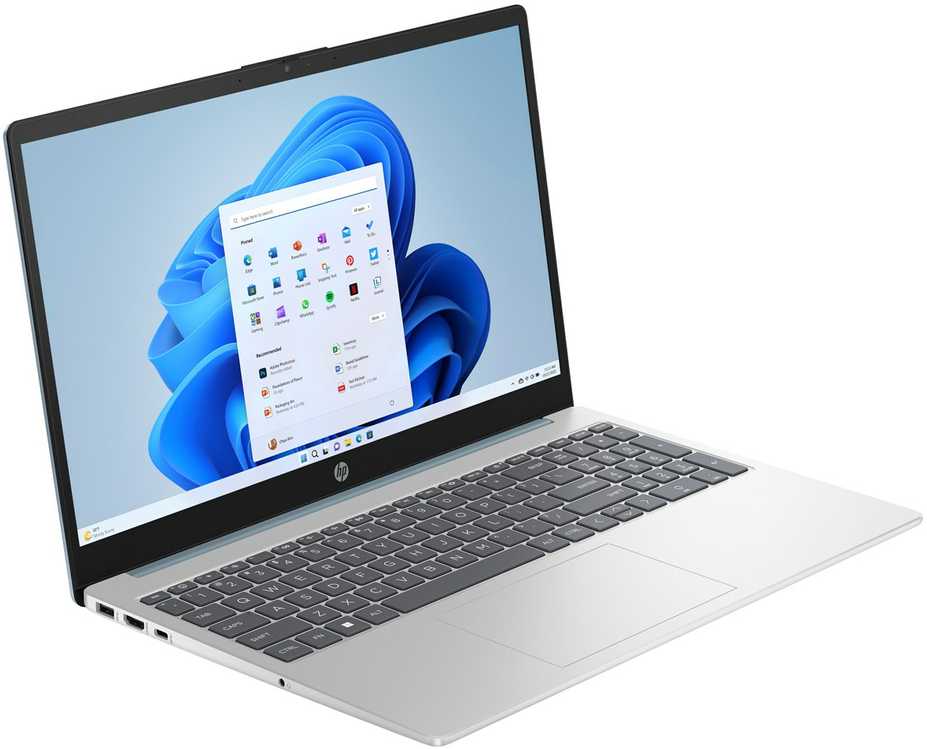 Hewlett Packard (HP) HP 15-fc0056nw AMD Ryzen™ 3 7320U Nešiojamas kompiuteris 39.6 cm (15.6") Full HD 8 GB LPDDR5-SDRAM 512 GB SSD Wi-Fi 6 (802.11ax) Windows 11 Home Sidabrinis