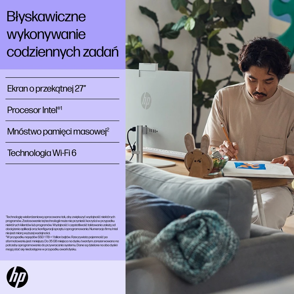 Stacionarus kompiuteris „Hewlett Packard“ (HP) HP 27-cr0224nw Intel® Core™ i5 i5-1335U 68,6 cm (27 colio) 1920 × 1080 pikselių „viskas viename“ kompiuteris 16 GB DDR4-SDRAM 512 GB SSD Laisvas DOS Wi-Fi 6 (802.11ax) Baltas
