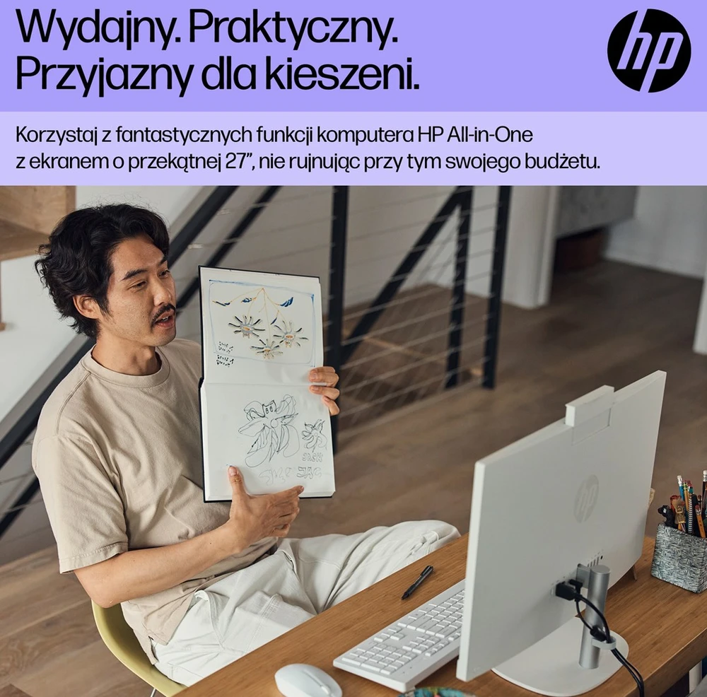 Stacionarus kompiuteris „Hewlett Packard“ (HP) HP 27-cr0224nw Intel® Core™ i5 i5-1335U 68,6 cm (27 colio) 1920 × 1080 pikselių „viskas viename“ kompiuteris 16 GB DDR4-SDRAM 512 GB SSD Laisvas DOS Wi-Fi 6 (802.11ax) Baltas