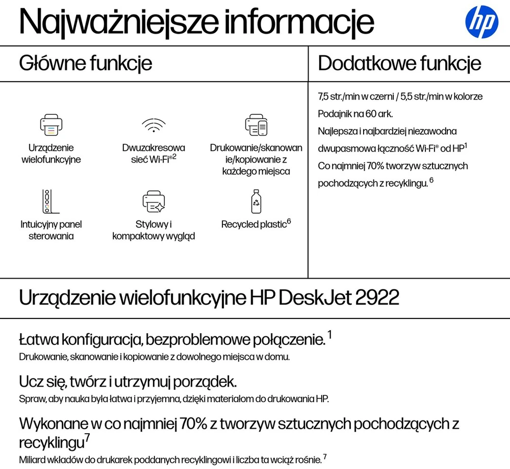 Spausdintuvas HP DeskJet 2922 All-in-One