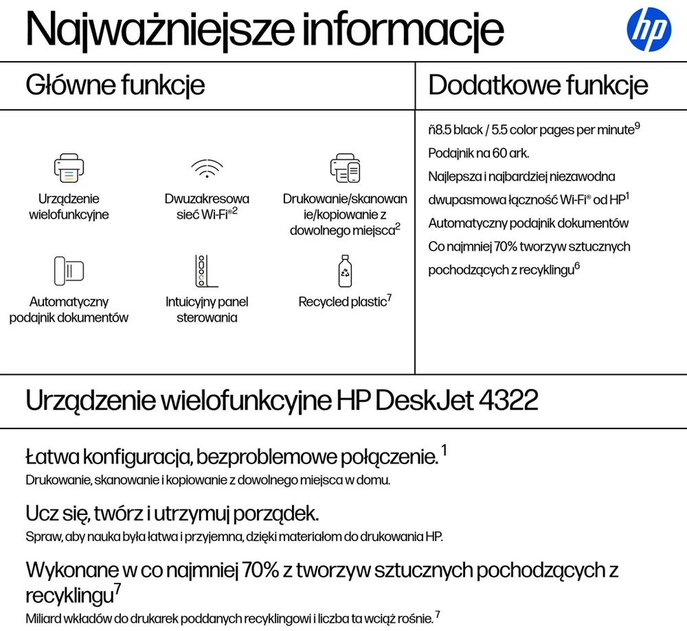 Hewlett Packard (HP) HP DeskJet 4322 belaidis daugiafunkcis spalvotas Spausdintuvas
