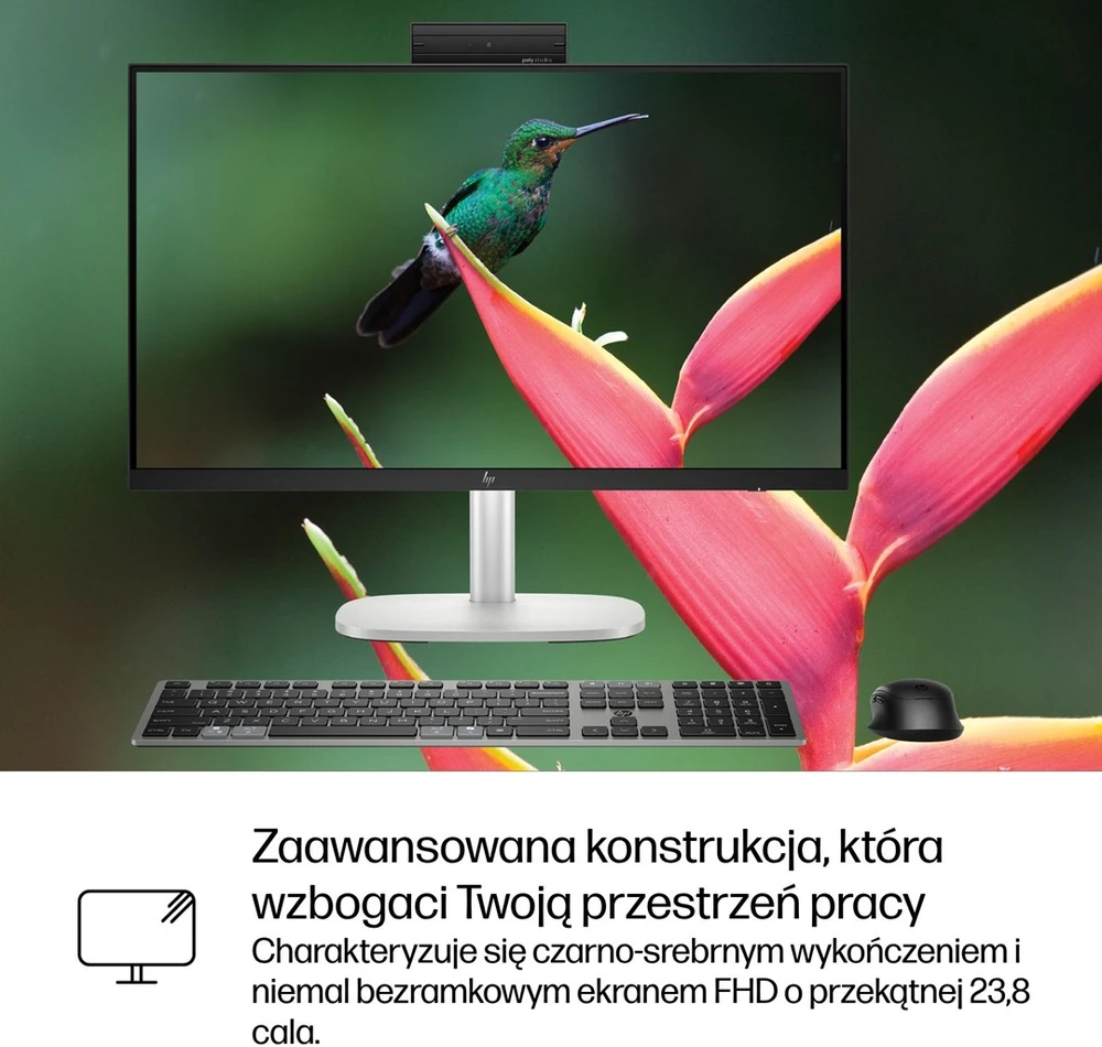 Hewlett Packard (HP) HP EliteStudio 8 All-in-One G1i 23.8" desktop AI PC, Intel Core Ultra 7, 1920 × 1080 px, 16 GB DDR5-SDRAM, Windows 11 Pro, Wi-Fi 7 (802.11be), sidabrinis
