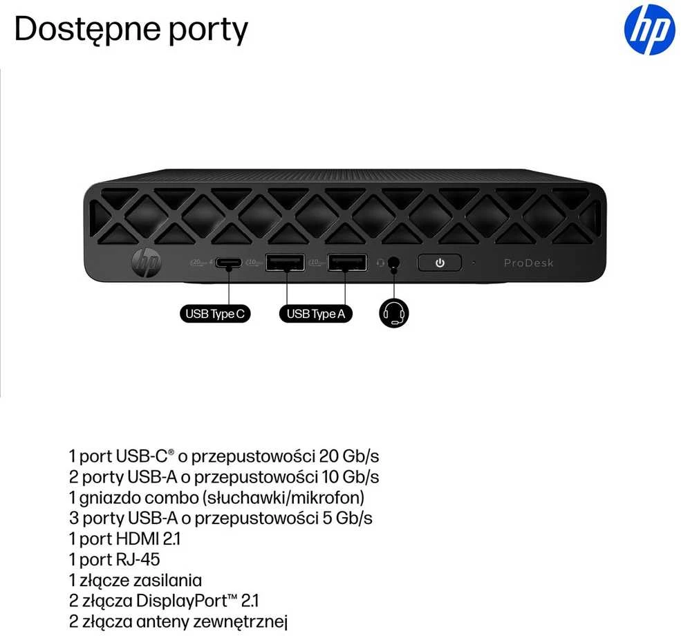 Hewlett Packard (HP) HP ProDesk 4 G1i AI PC Intel Core Ultra 7 265T 16 GB DDR5-SDRAM 1 TB SSD Windows 11 Pro Mini PC Juodas
