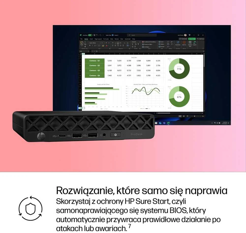 Hewlett Packard (HP) HP ProDesk 4 Mini G1i Ultra 5 225T 16GB DDR5 5600 SSD 512 Arc W11Pro 3Y OnSite stacionarus stacionarus kompiuteris