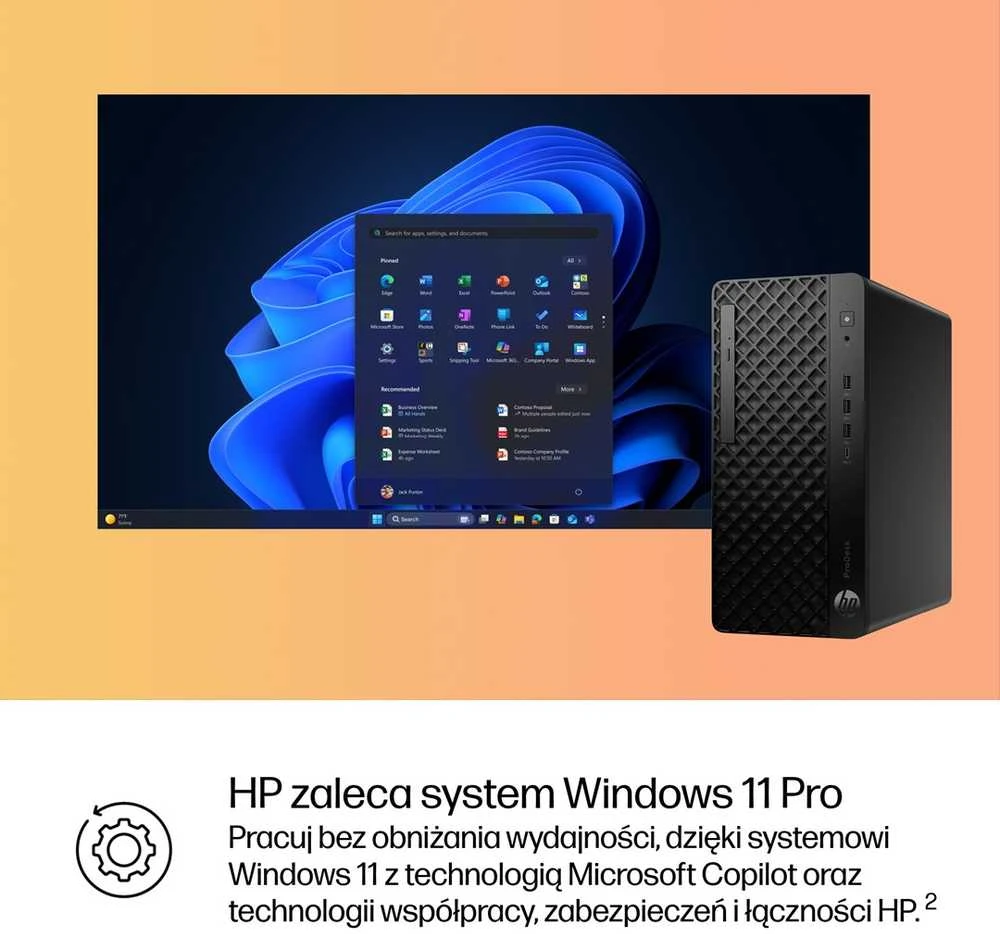 Stacionarus kompiuteris Hewlett Packard (HP) HP ProDesk 4 Tower G1i Desktop AI PC Intel Core Ultra 5 225 16 GB DDR5-SDRAM 512 GB SSD Windows 11 Pro Juodas