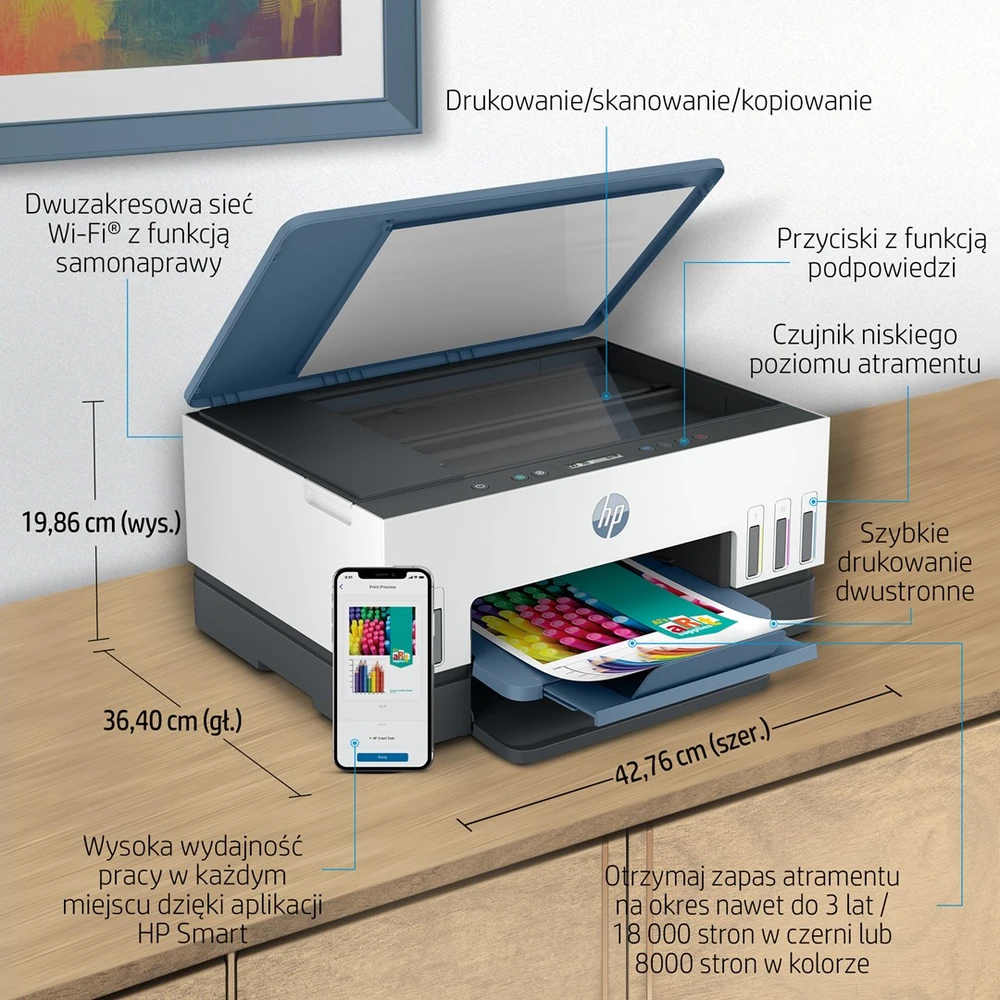 Hewlett Packard (HP) Daugiafunkcis Spausdintuvas - HP Smart Tank 675 A4 4800x1200 DPI 12ppm Wi-Fi