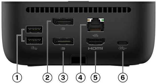 HP USB-C dokas G6 100W - 3x USB 3.2, 2x USB-C (15W), 2x DisplayPort 1.4, 1x HDMI 2.1, 1x RJ-45, 1x nano užrakto lizdas, 3 metai