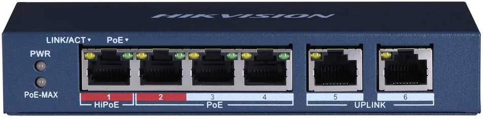 Šakotuvas SWITCH POE DS-3E0106HP-E 4 PRIEVADŲ Hikvision