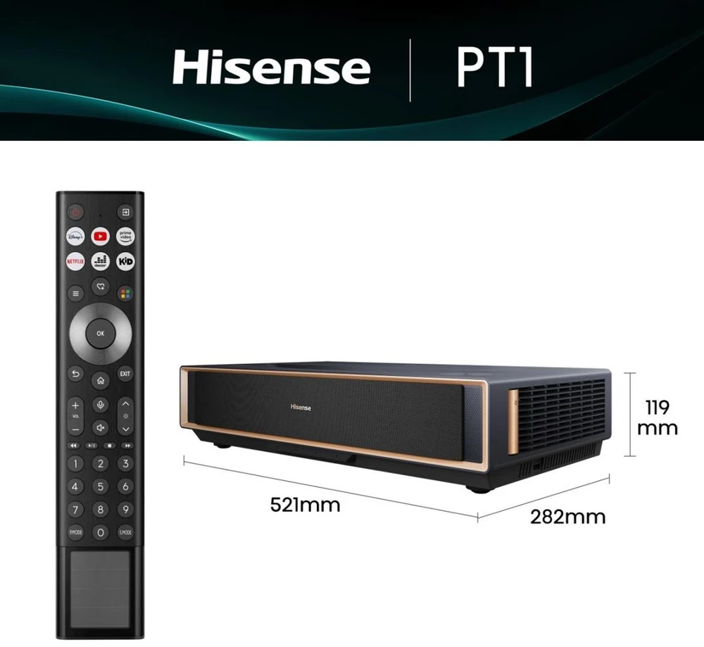 Hisense PT1 itin trumpo nuotolio projektorius UHD 4K (3840x2160) 3D Juodas