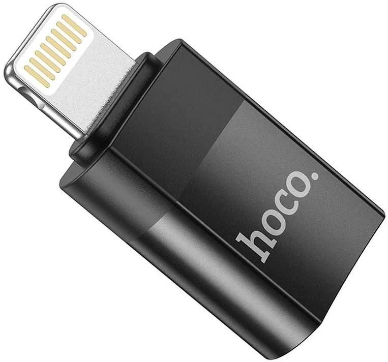 Adapteris Hoco UA17 Lightning to Type-C juodas