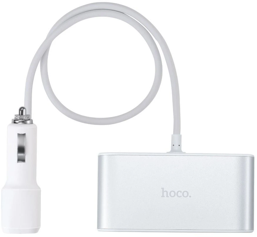 Automobilinis įkroviklis-šakotuvas Hoco Z13 su 2 USB jungtimi ir trimis jungtimis