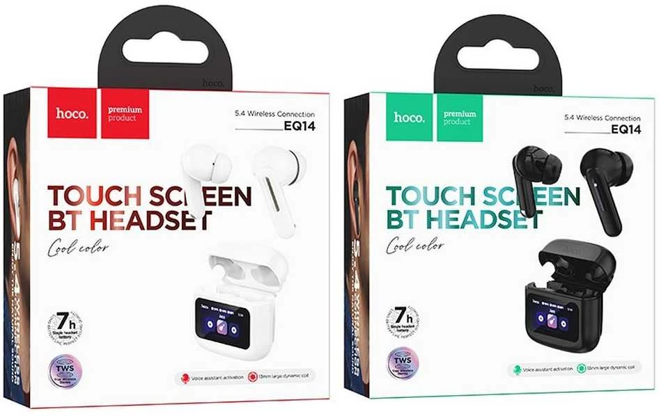 Belaidės ausinės Hoco su touch screen TWS EQ14 baltas