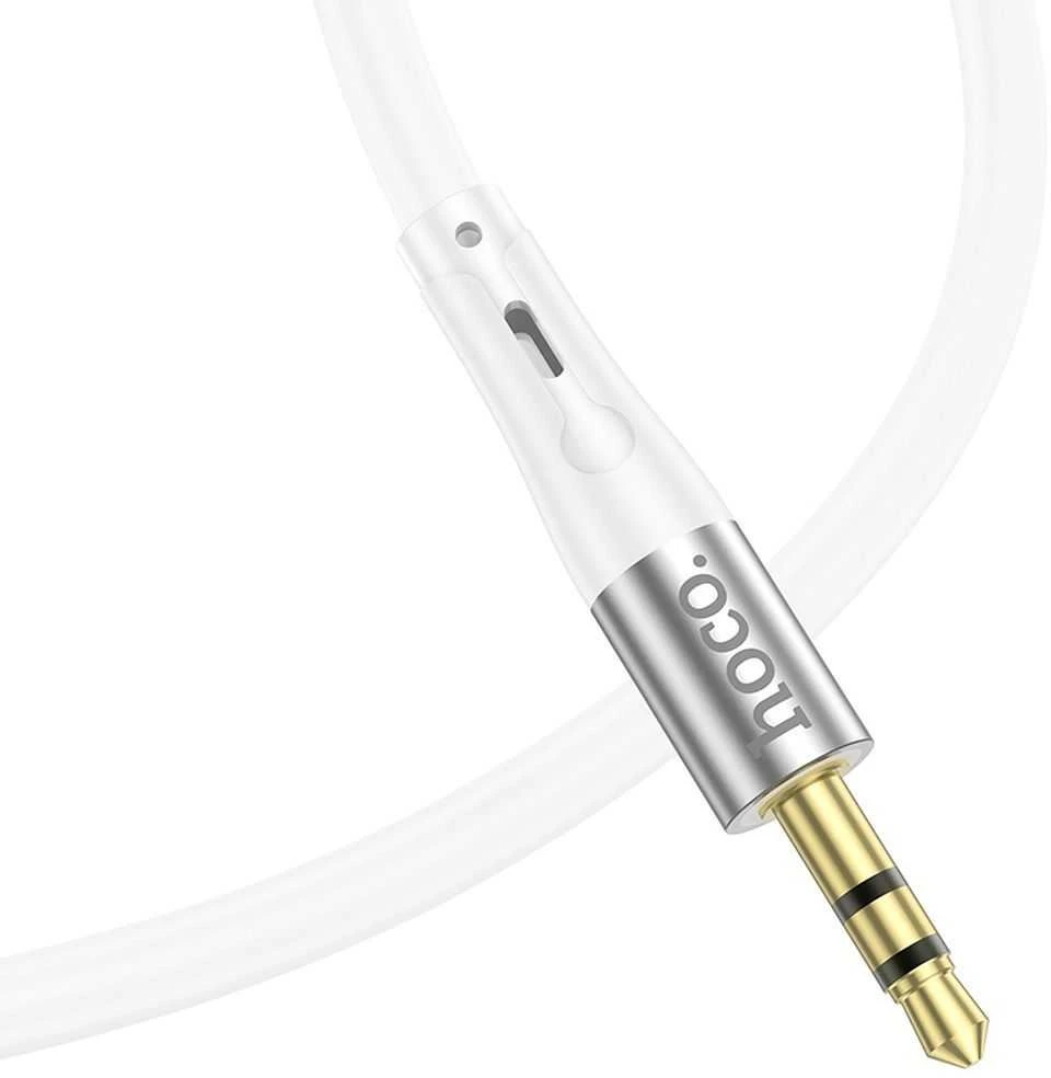 Kabelis AUX Jack 3,5 mm - Lightning Hoco 1 m UPA22 baltas