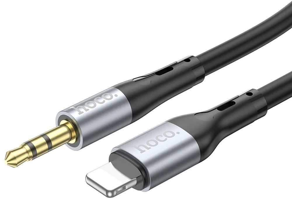 Kabelis AUX Jack 3,5 mm - Lightning Hoco 1 m UPA22 juodas
