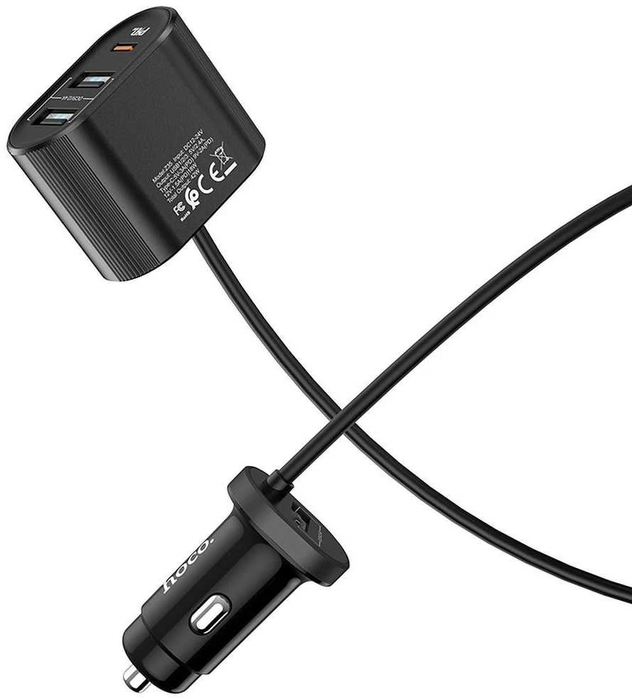 Partner Telecom Įkroviklis automobilinis Hoco Z35 Quick Charge 18W (2xUSB 1xType-C 3A) juodas