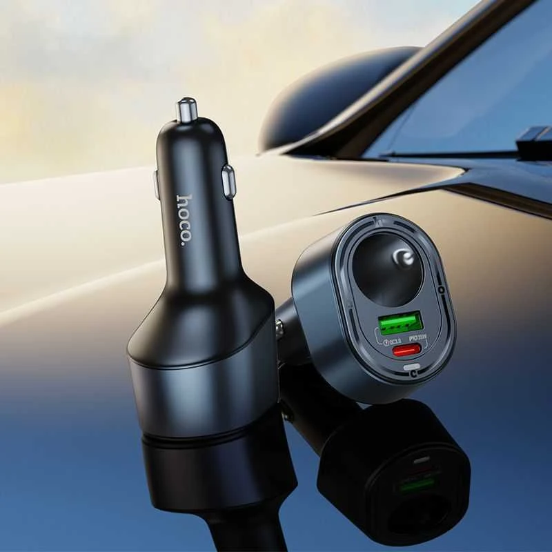 Automobilinis įkroviklis Hoco USB A + USB C + cigarečių degiklis PD QC3.0 3A 35W Z56 juodas