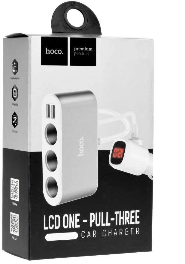 Automobilinis įkroviklis-šakotuvas Hoco Z13 su 2 USB jungtimi ir trimis jungtimis