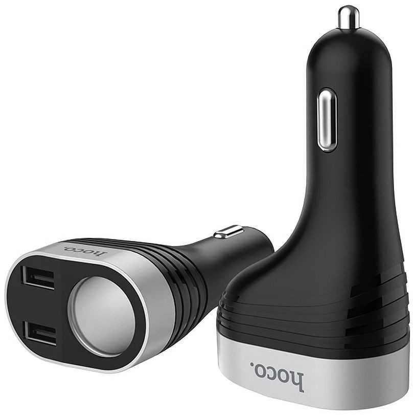 Automobilinis įkroviklis Hoco Z29 su 2 USB jungtimis (3.1A) su led ekranu juodas