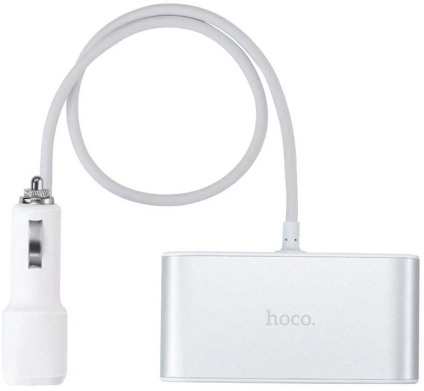 Automobilinis įkroviklis-šakotuvas Hoco Z13 su 2 USB jungtimi ir trimis jungtimis