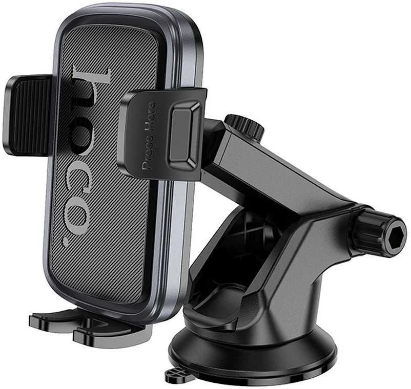 Automobilinis telefono laikiklis Hoco priekiniam stiklui / prietaisų skydeliui H79 juodas ir pilkas