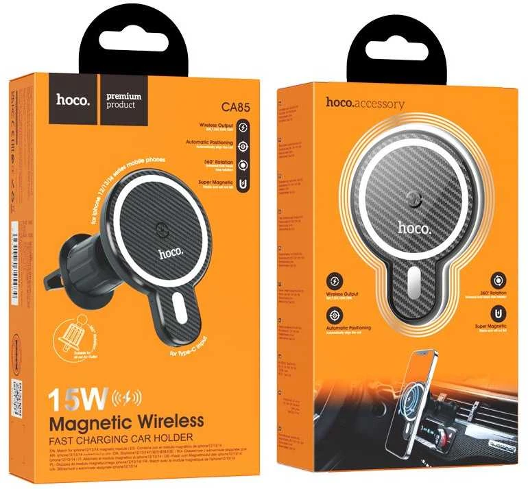 Automobilinis laikiklis-įkroviklis Hoco CA85 Magsafe 15W juodas