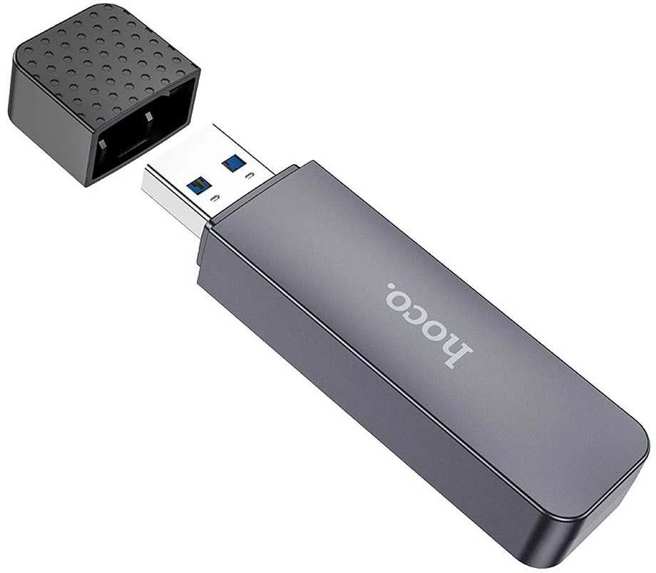 Atminties kortelių skaitytuvas Hoco HB45 2-in-1 USB2.0 pilkas