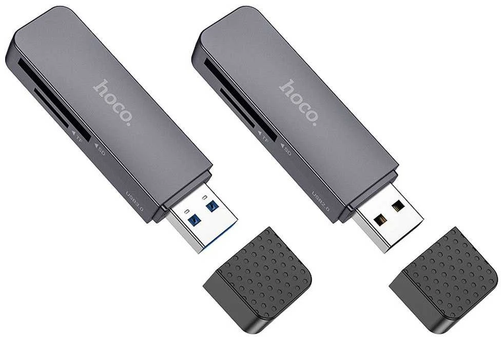 Atminties kortelių skaitytuvas Hoco HB45 2-in-1 USB2.0 pilkas