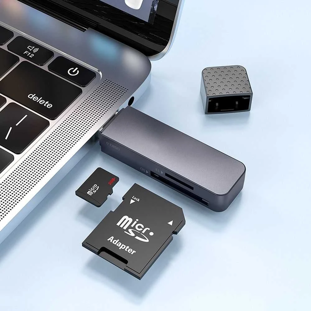 Atminties kortelių skaitytuvas Hoco HB45 2-in-1 USB2.0 pilkas