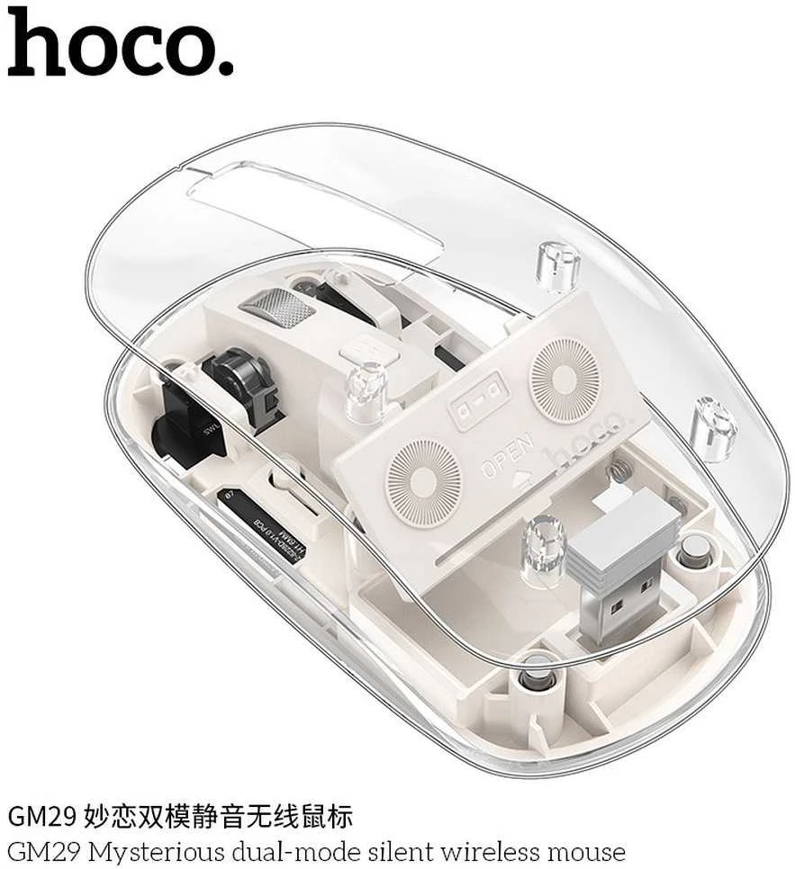 Belaidė pelė Hoco 2,4G 1600 dpi GM29 space baltas