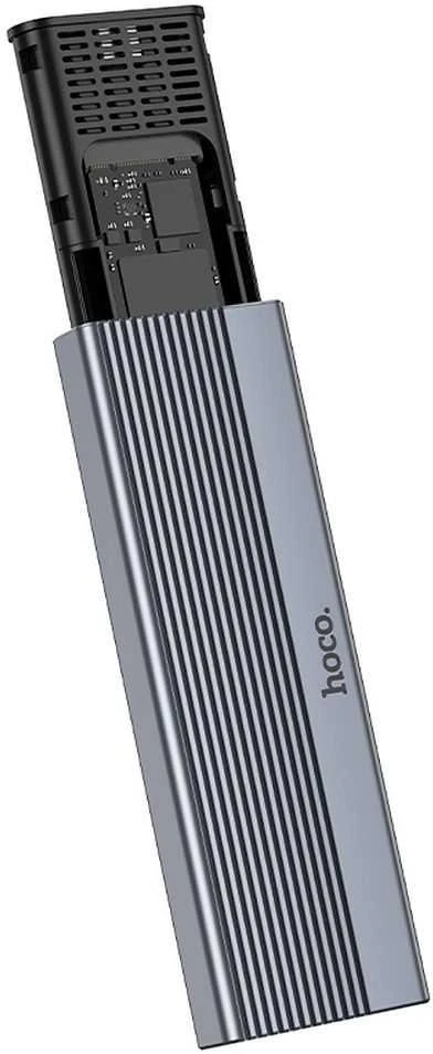 Korpusas Hoco M.2 SATA SSD diskams M raktas B+M raktas iki 4TB USB A USB3.2 / 6GBps HB47 metalinis pilkas
