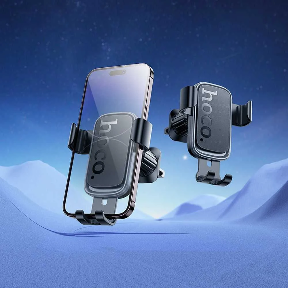 Gravity car phone holder Hoco air vent H80 juodas and pilka